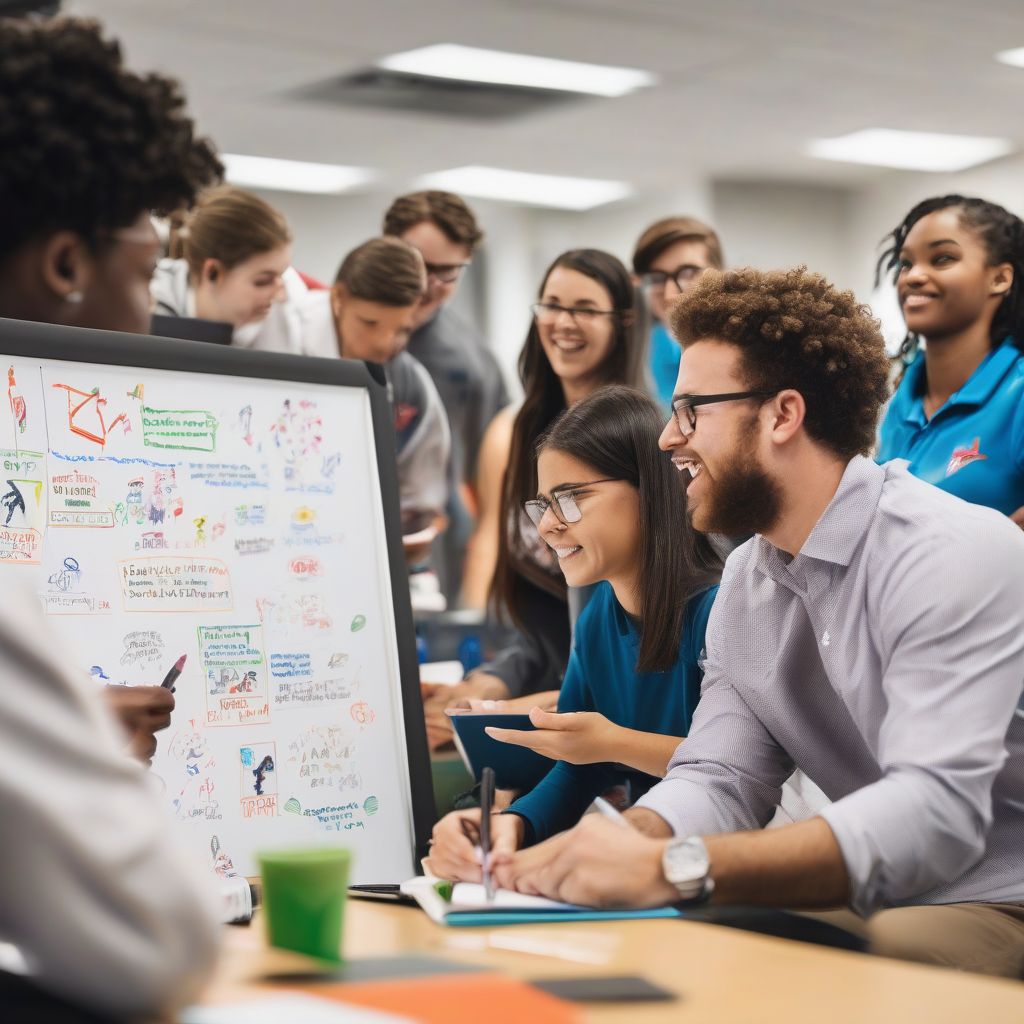 Students engaged in a sports management class